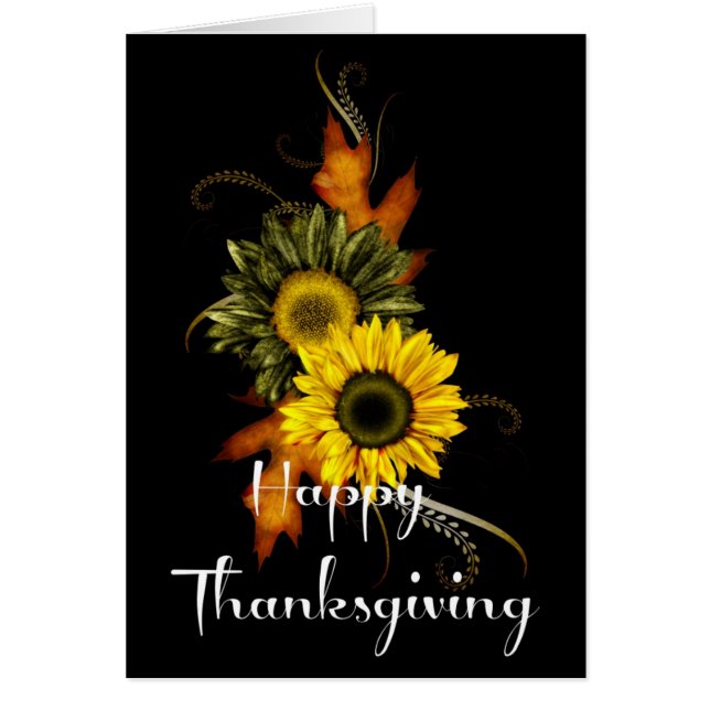 Elegant Fall Flowers Thanksgiving Card 1 (Front)