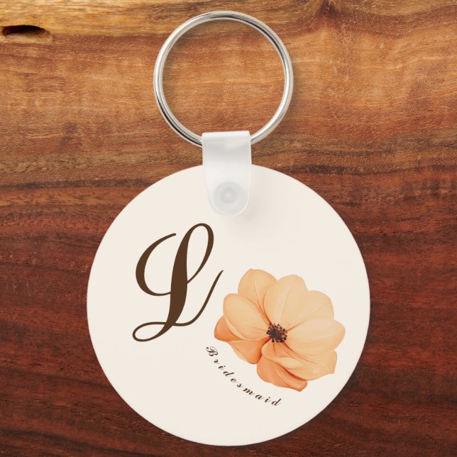 Elegant Fall flowers Wedding Bridesmaid Gifts Key Ring (Front)