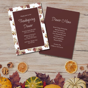 Elegant Fall Foliage Thanksgiving Dinner Invitation