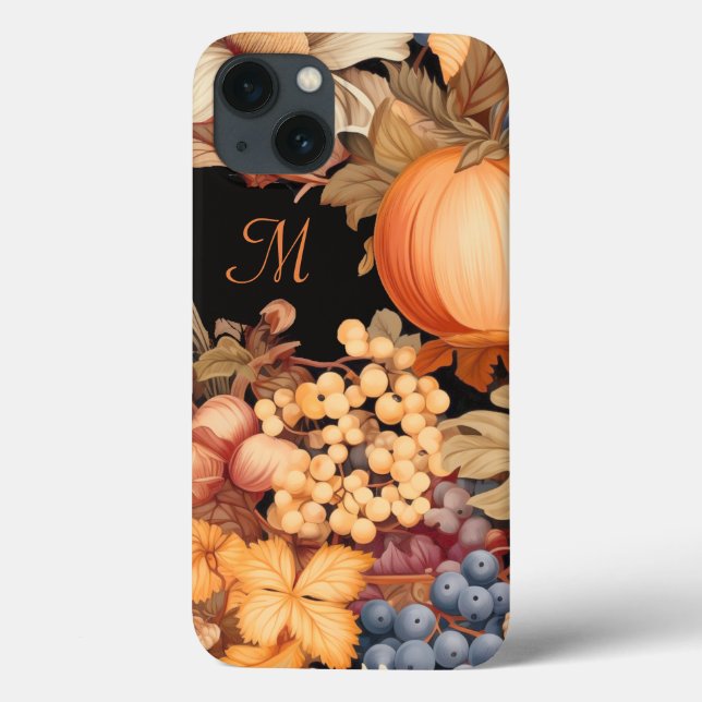 Elegant fall harvest monogram stylish Case-Mate iPhone case (Back)