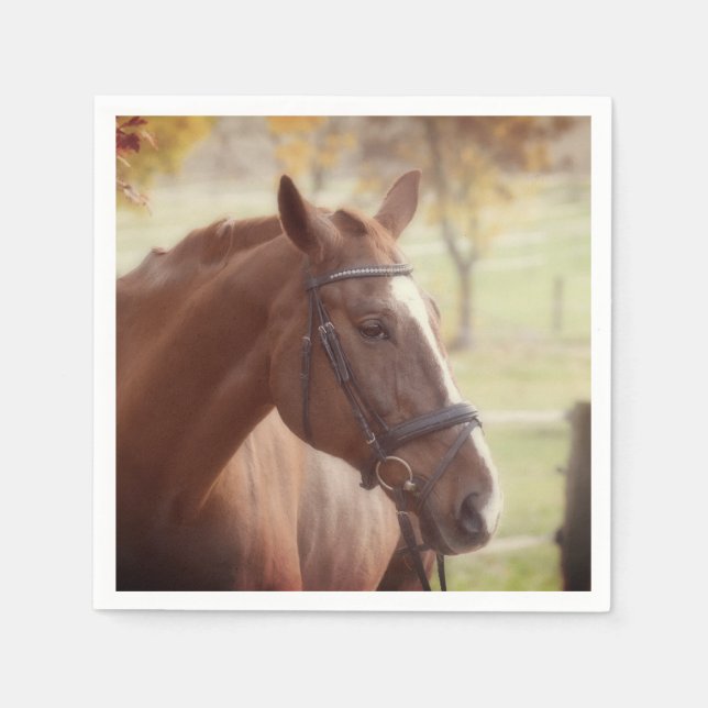 Elegant Fall Horse Theme Paper Napkin (Front)