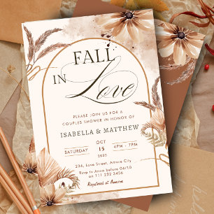Elegant Fall in Love Couples Boho Wedding Shower Invitation