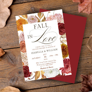 Elegant Fall in Love Floral Couples Wedding Shower Invitation