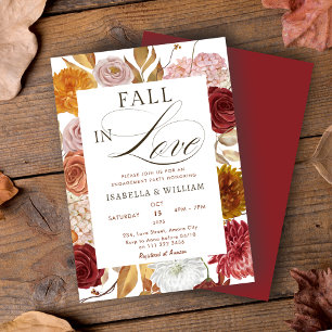 Elegant Fall in Love Floral Engagement Party Invitation