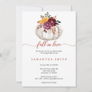 Elegant fall in love pumpkin bridal shower invitation