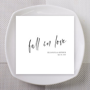 Elegant Fall in Love Script Minimalist Wedding Napkin