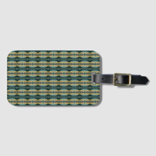 Elegant Fall Leaf Abstract Art, Striped Pattern Luggage Tag
