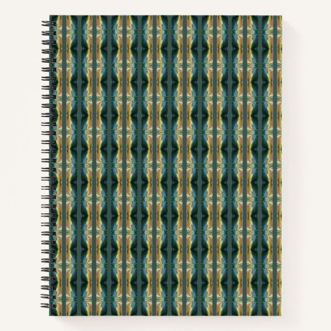 Elegant Fall Leaf Abstract Art, Striped Pattern Notebook (Front)