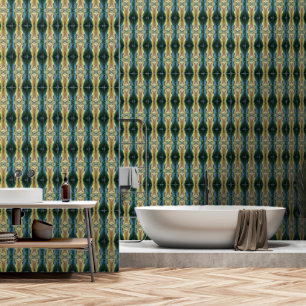 Elegant Fall Leaf Art Pattern, Green Yellow Brown Wallpaper