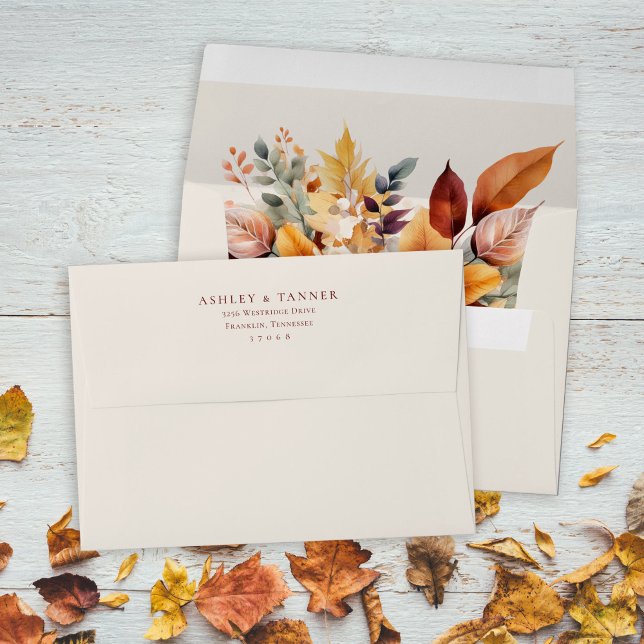 Elegant Fall Leaves Autumn Wedding Envelope (Creator Uploaded)