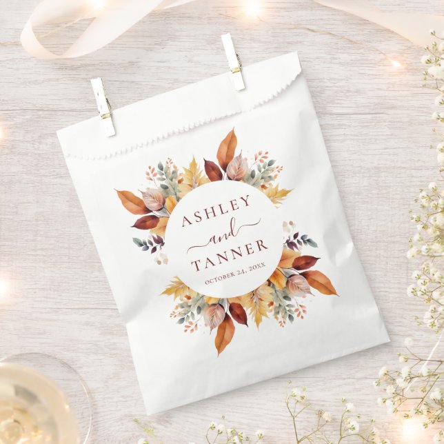 Elegant Fall Leaves Autumn Wedding Favour Bag (Clipped)