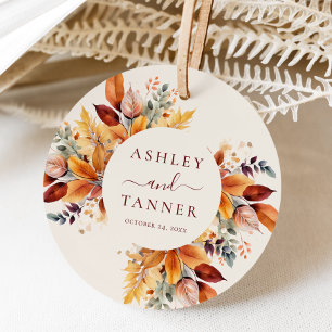 Elegant Fall Leaves Autumn Wedding Favour Tags