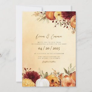 Elegant Fall Leaves Autumn Wedding Invitation