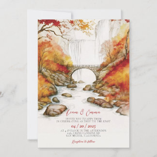 Elegant Fall Leaves Autumn Wedding Invitation