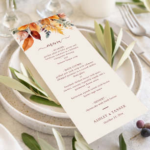 Elegant Fall Leaves Autumn Wedding  Menu