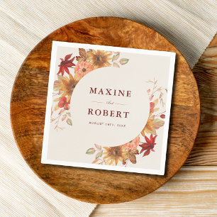 Elegant Fall Leaves Autumn Wedding Napkin