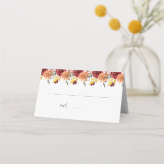 Elegant Fall Leaves Autumn Wedding Place Card