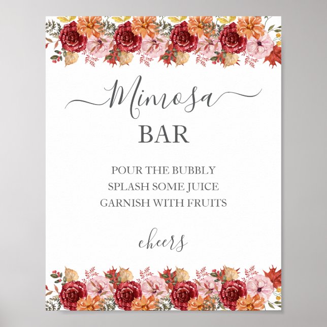 Elegant Fall Leaves Autumn Wedding  Poster (Front)