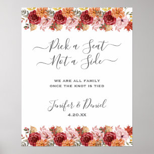 Elegant Fall Leaves Autumn Wedding Poster