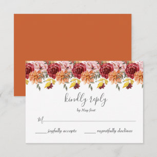Elegant Fall Leaves Autumn Wedding  RSVP Card