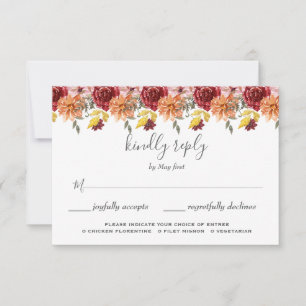Elegant Fall Leaves Autumn Wedding  RSVP Card