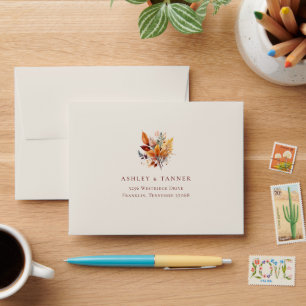 Elegant Fall Leaves Autumn Wedding RSVP Envelope