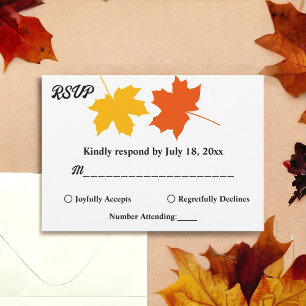 Elegant Fall Leaves Boho Autumn Floral Wedding RSVP Card