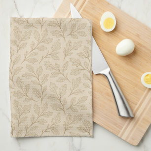 Elegant Fall Leaves   Boho Minimalist Farmhouse Tea Towel