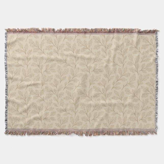 Elegant Fall Leaves | Boho Minimalist Farmhouse Throw Blanket (Front)