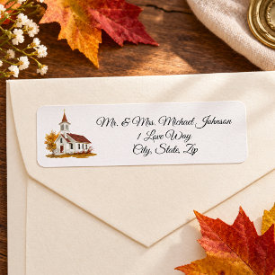 Elegant Fall Leaves Church Wedding Return Address Label