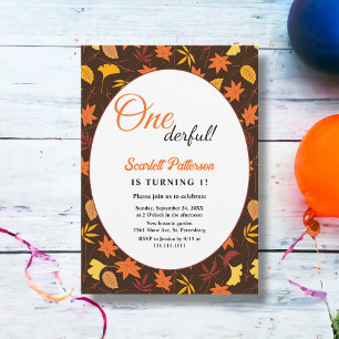 Elegant Fall Leaves Country Autumn 1st Birthday Invitation