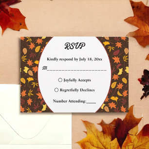 Elegant Fall Leaves Country Autumn Floral Wedding RSVP Card
