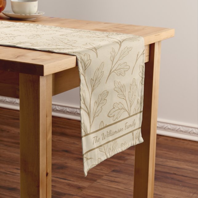 Elegant Fall Leaves | Custom Minimalist Farmhouse Long Table Runner (In Situ)