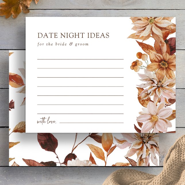 Elegant Fall Leaves Date Night Ideas Card (Elegant Fall Terracotta Leaves Date Night Ideas Card by Painted Paperie
)