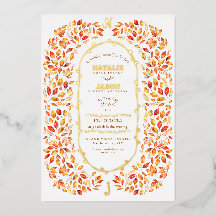Elegant Fall Leaves Rustic Boho Wedding