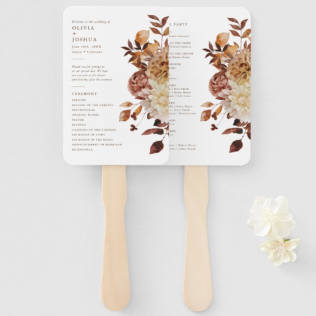 Elegant Fall Leaves Wedding Program Hand Fan (Elegant Fall Leaves Wedding Program Hand Fan by Painted Paperie
)