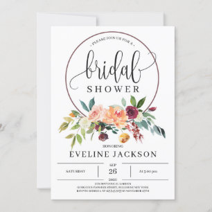 Elegant Fall marigold Burgundy and blush flowers  Invitation