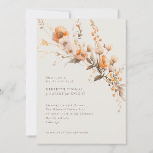 Elegant Fall Orange & Brown Floral Wedding Invitation