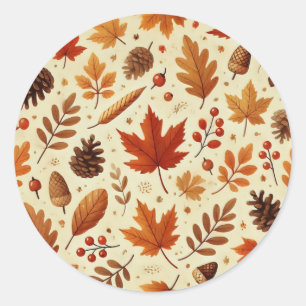 Elegant Fall Pattern Classic Round Sticker