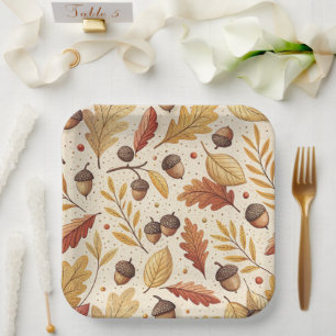 Elegant Fall Pattern Paper Plate