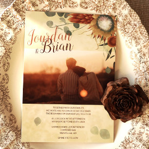 Elegant Fall Proteas Wedding Invitation