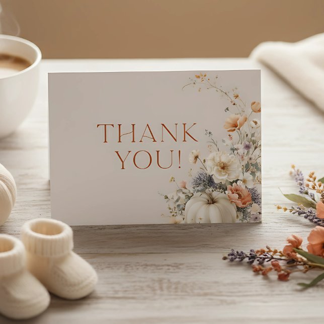 Elegant Fall Pumpkin Baby Shower Thank You Card (Pumpkin baby shower thank you card)