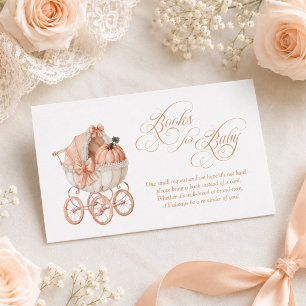 Elegant Fall Pumpkin Books for Baby Shower Enclosure Card