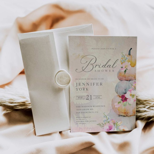 Elegant Fall Pumpkin Bridal Shower Invitation (Creator Uploaded)