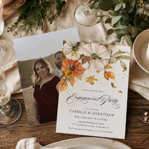 Elegant Fall Pumpkin Engagement Party Invitation