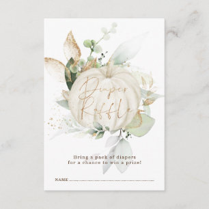 Elegant Fall Pumpkin Greenery Gold Diaper Raffle Enclosure Card