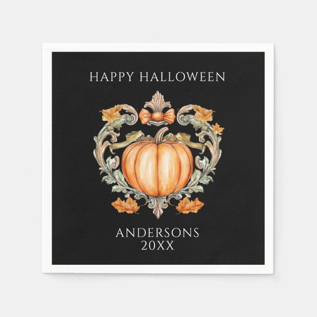 Elegant Fall Pumpkin  Napkin (Front)