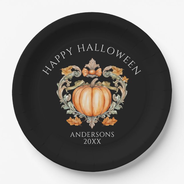 Elegant Fall Pumpkin  Paper Plate (Front)