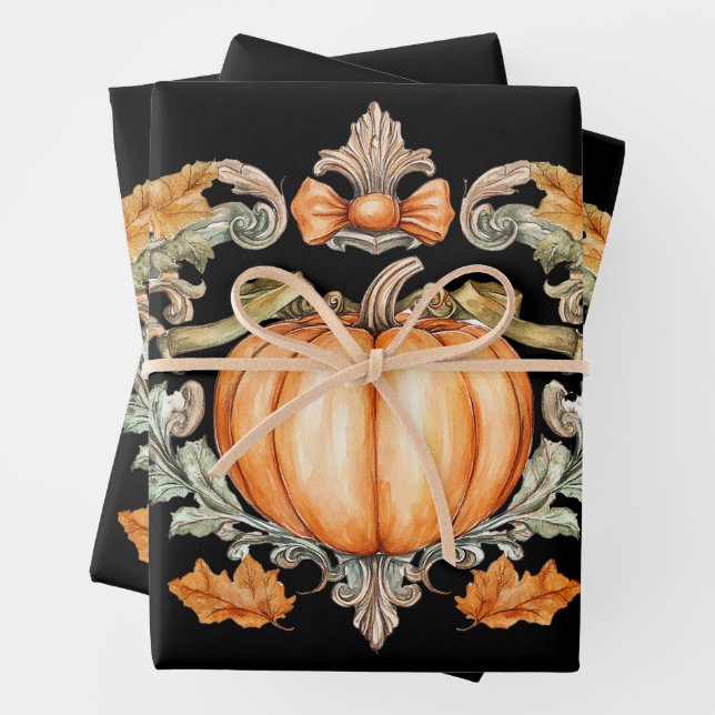 Elegant Fall Pumpkin  Wrapping Paper Sheet (In situ)