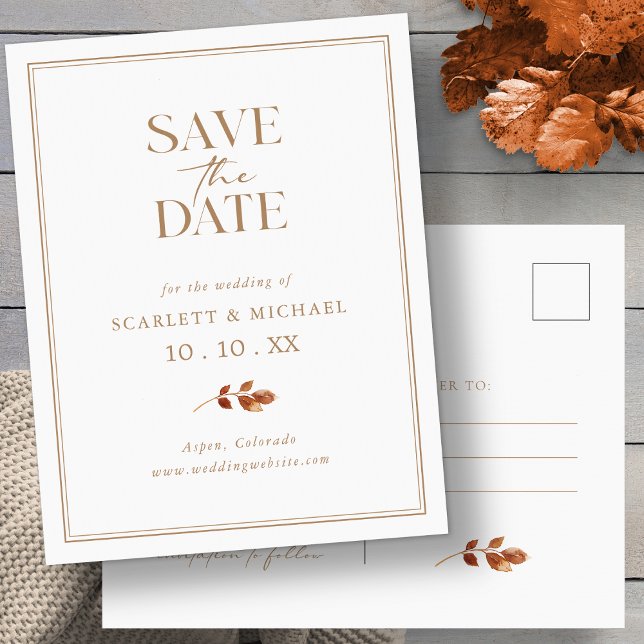 Elegant Fall Save The Date Postcard (Elegant Simple Fall Save The Date Postcard by Painted Paperie
)